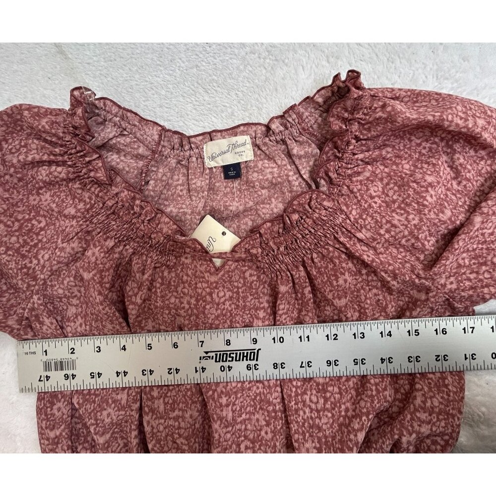 Universal Thread Womens Floral Balloon Sleeve Ruffle Blouse Top Small Pink New - Picture 6 of 7